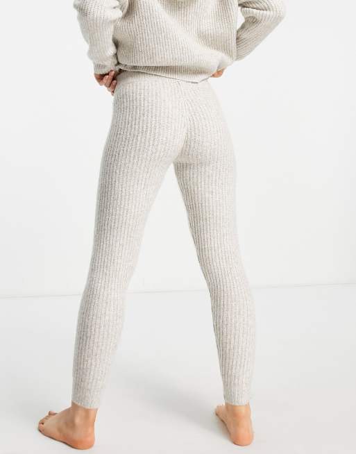 ASOS DESIGN – Premium – Grå ribbstickade mysleggings, del av set, 3 av 4