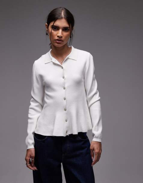 ASOS DESIGN – Premium – Grå, stickad kofta med skulpterad fåll - view 1