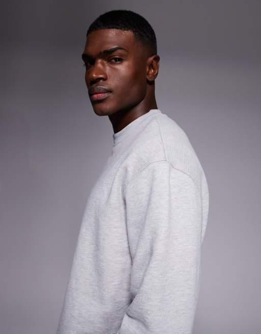 ASOS DESIGN – Premium – Gråmelerad, kraftig sweatshirt, 400gsm, 4 av 5
