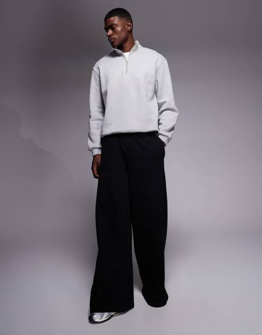 ASOS DESIGN – Premium – Gråmelerad, kraftig sweatshirt med kort dragkedja, 400gsm, 2 av 5