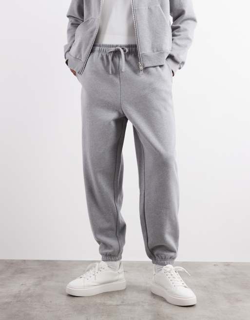 ASOS DESIGN – Premium – Gråmelerade, kraftiga, avslappnade mjukisbyxor i 400gsm , 2 av 5