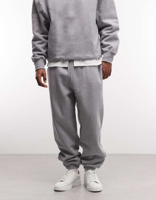ASOS DESIGN – Premium – Gråmelerade, kraftiga mjukisbyxor i oversize, 400gsm  , 3 av 5