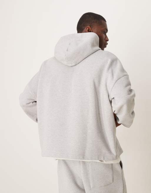 ASOS DESIGN - Premium - Gråmeleret hættetrøje i kraftigt 650 gsm-materiale med firkantet og oversized pasform - Del af sæt, 3 af 4