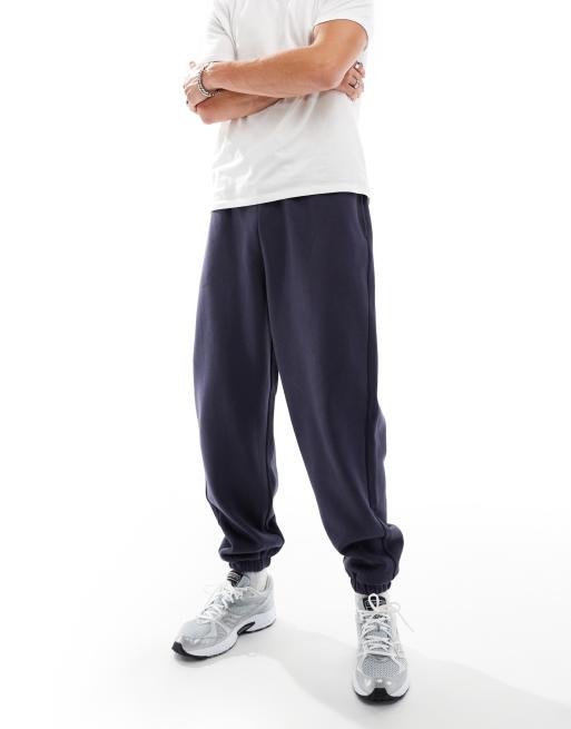 ASOS DESIGN – Premium – Granatowe, grube joggersy oversize, o gramaturze 400 g/m²