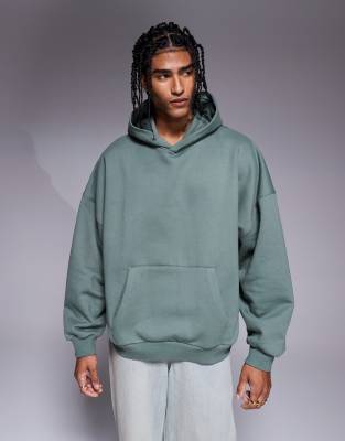 ASOS DESIGN - Premium - Grøn oversized hættetrøje i kraftigt stof på 400 gsm - view 1