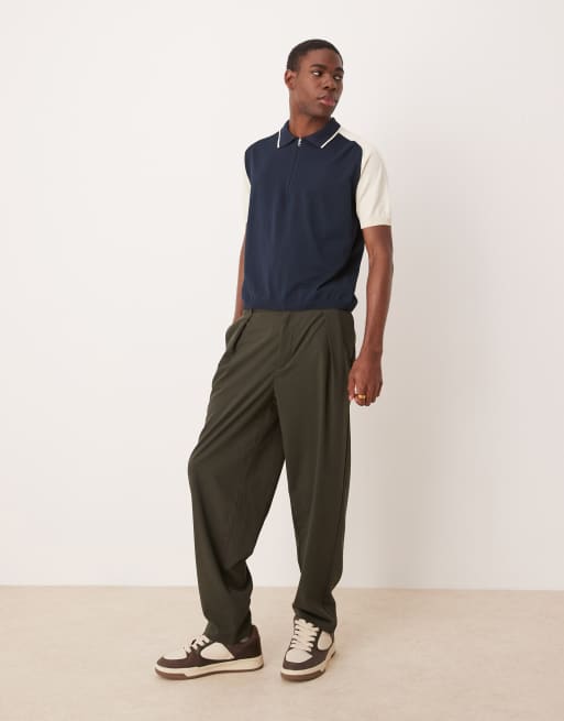 ASOS DESIGN – Premium – Grön, stickad pikétröja med avslappnad, boxig passform och dragkedja, 3 av 4