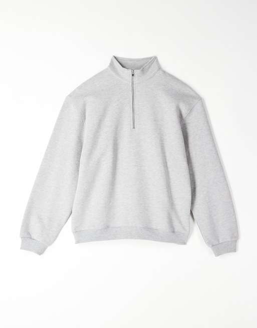 ASOS DESIGN Premium – Gruba bluza o gramaturze 400 g/m² w szarym melanżowym kolorze z suwakiem pod szyją