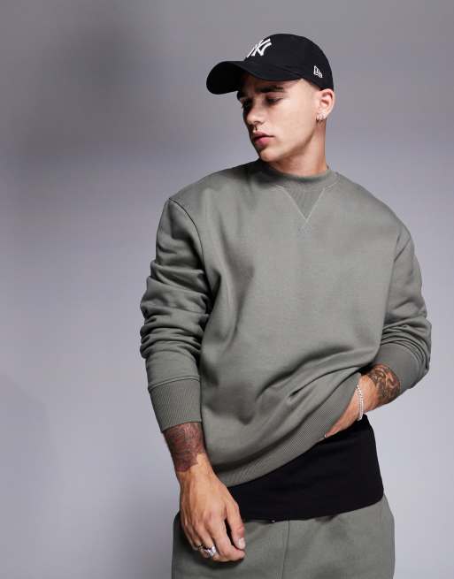 ASOS DESIGN – Premium – Gruba bluza oversize, o gramaturze 400 g/m², w kolorze khaki