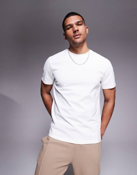 ASOS DESIGN Premium – Gruby biały T-shirt z okrągłym dekoltem o gramaturze 300 g/m² - view 1