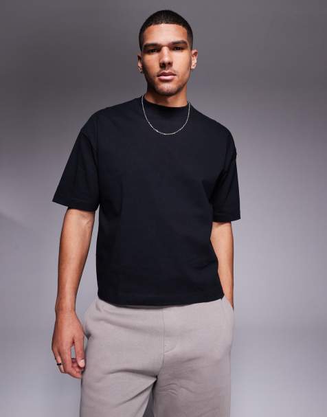 ASOS DESIGN Premium – Gruby czarny T-shirt oversize o pudełkowym kroju i gramaturze 300 g/m² - view 1