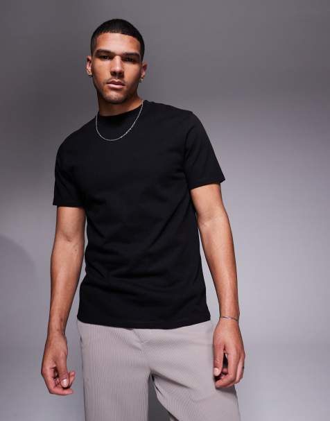 ASOS DESIGN Premium – Gruby czarny T-shirt z okrągłym dekoltem o gramaturze 300 g/m² - view 1