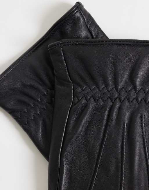 ASOS DESIGN premium guantes táctiles de cuero negros, 3 de 3