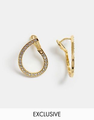 ASOS DESIGN – premium – Guldpläterade örhängen med öglesdesign med Swarovski-kristaller