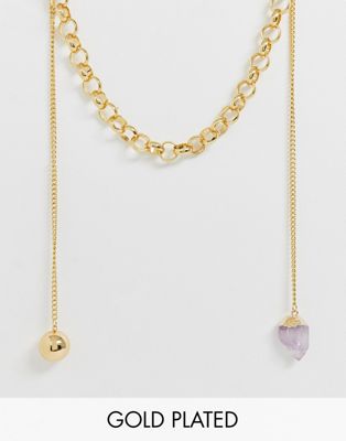 ASOS DESIGN – premium – Guldpläterat grovt halsband med omatchande detaljer