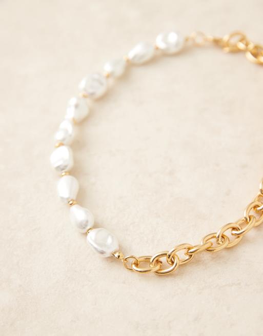 ASOS DESIGN – Premium – Halsband med 14k guldplätering och fuskpärlor, 2 av 3