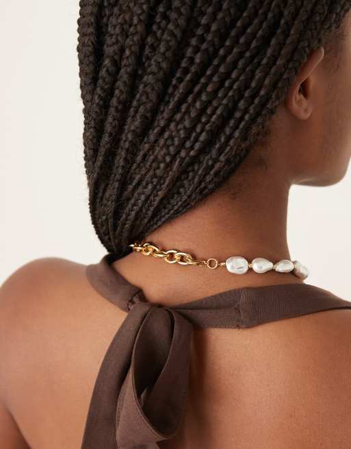 ASOS DESIGN – Premium – Halsband med 14k guldplätering och fuskpärlor, 3 av 3