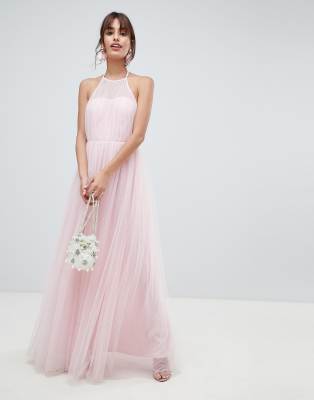 asos design premium halter tulle maxi dress