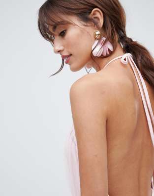 asos design premium halter tulle maxi dress