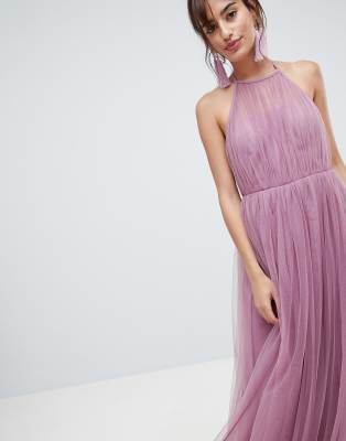 asos design premium halter tulle maxi dress