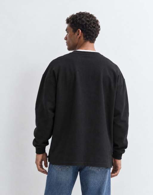 ASOS DESIGN premium haut Henley épais très oversize noir, 9 de 9
