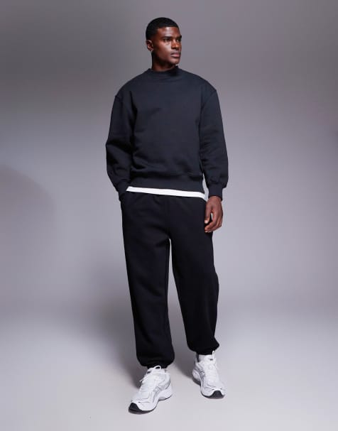 ASOS DESIGN premium heavy weight oversized joggers 400gsms in black - view 1