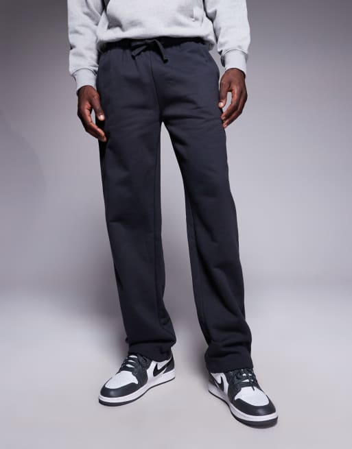 ASOS DESIGN premium heavy weight straight leg joggers 400gsms in charcoal