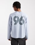 [ASOS DESIGN] ASOS DESIGN premium heavyweight 330gsm boxy oversized long sleeve t-shirt with number graphic in light blue M BLUE BLIZZARD