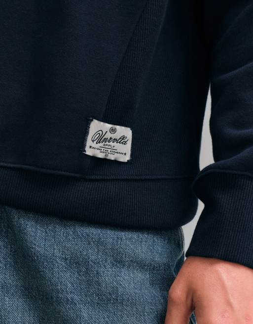 ASOS DESIGN premium heavyweight 400gsm relaxed crew neck sweatshirt in Navy, 5 of 5