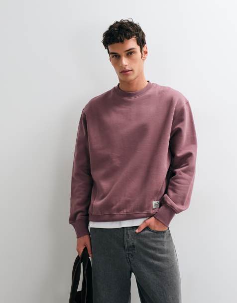 ASOS DESIGN premium heavyweight 400gsm relaxed crew neck sweatshirt in Pink - view 1