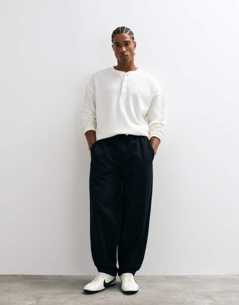 ASOS DESIGN premium heavyweight 400gsm slim balloon jogger in Black - view 1