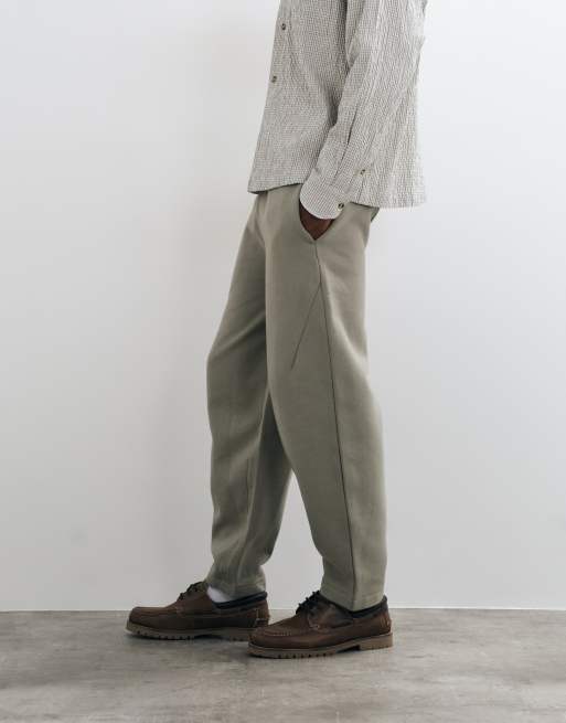 ASOS DESIGN premium heavyweight 400gsm slim balloon sweatpants in dried sage, 2 of 5