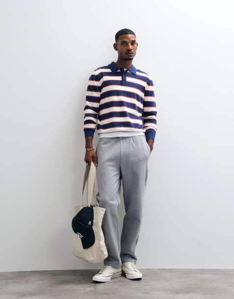 ASOS DESIGN premium heavyweight 400gsm straight leg jogger in gray heather - view 1