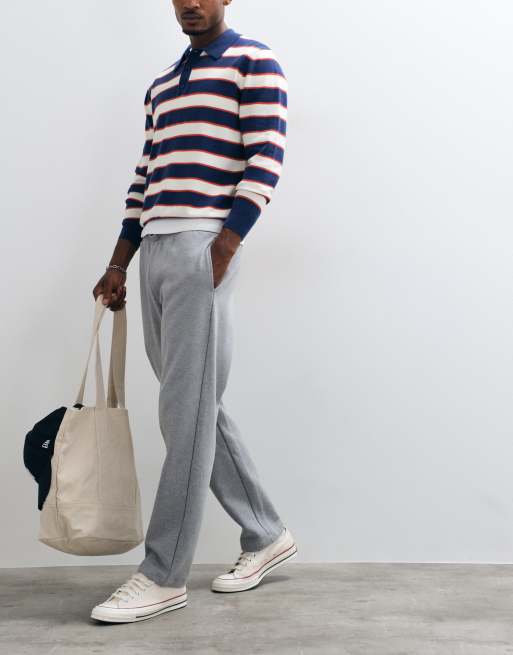 ASOS DESIGN premium heavyweight 400gsm straight leg jogger in Grey marl, 2 of 5