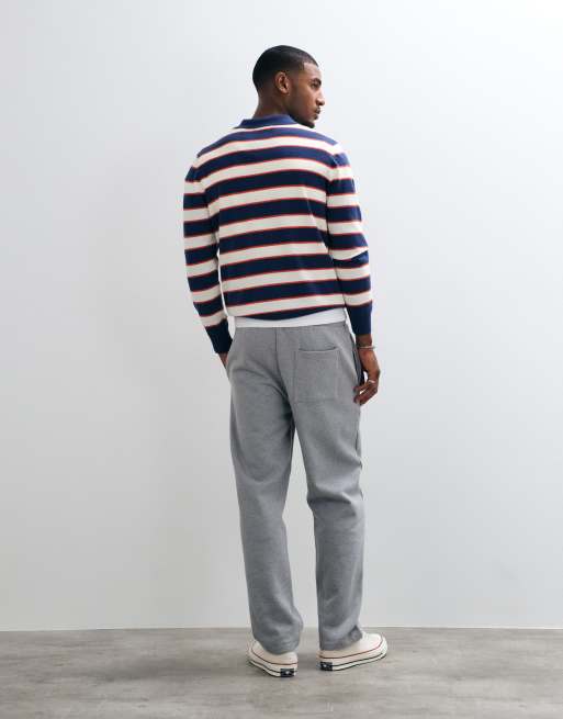 ASOS DESIGN premium heavyweight 400gsm straight leg jogger in Grey marl, 4 of 5
