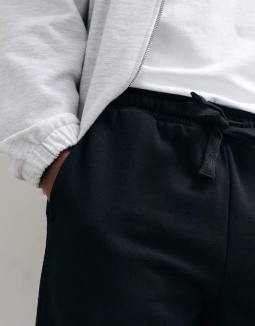ASOS DESIGN premium heavyweight 400gsm wide leg jogger in Black, 2 of 5