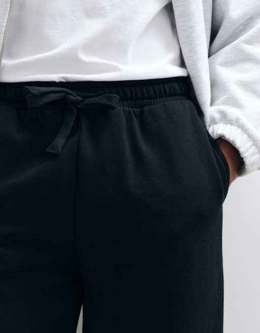 ASOS DESIGN premium heavyweight 400gsm wide leg jogger in Black, 5 of 5
