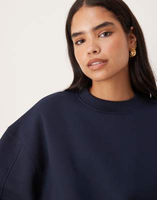 Asos Design Premium Heavyweight 500gsm Cocoon Sleeve Sweatshirt In Blue