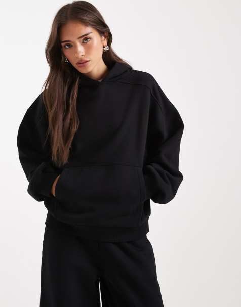 ASOS DESIGN premium heavyweight 500gsm hoodie with balloon sleeve in black - view 1
