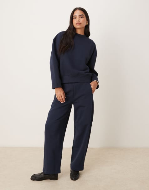 ASOS DESIGN premium heavyweight 500gsm seamed co-ord in navy - view 1
