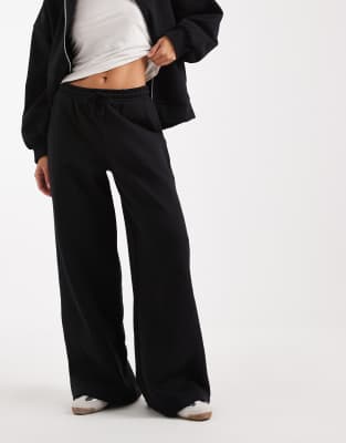 Asos Design Premium Heavyweight 500gsm Seamed Wide Leg Sweatpants In Black