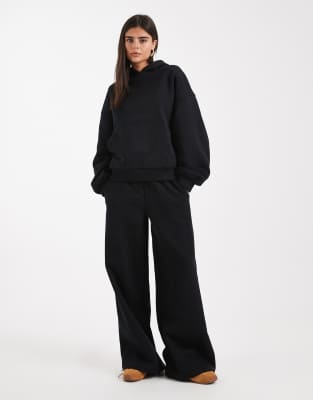 Asos Design Premium Heavyweight 500gsm Seamed Wide Leg Sweatpants In Black
