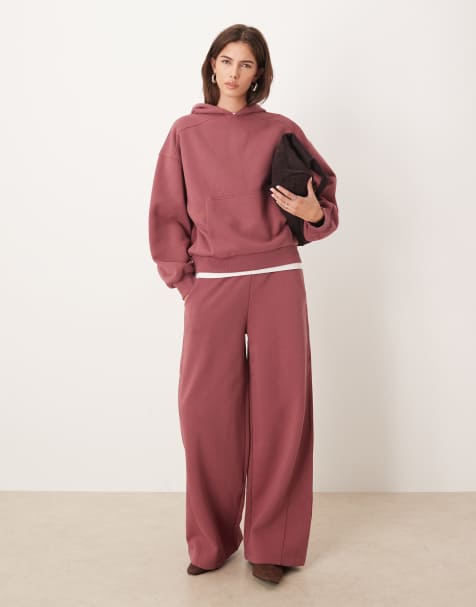 ASOS DESIGN premium heavyweight 500gsm set in dark rose - view 1