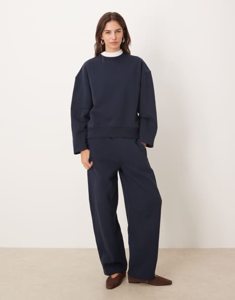 ASOS DESIGN premium heavyweight 500gsm set in navy - view 1