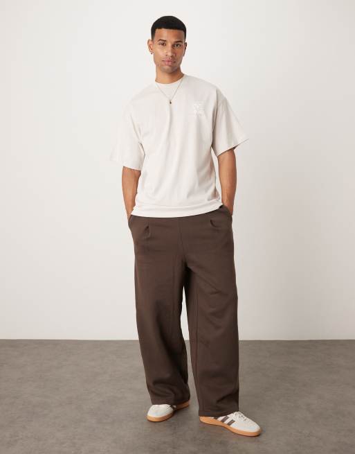 ASOS DESIGN premium heavyweight balloon sweatpants in brown - part of a set