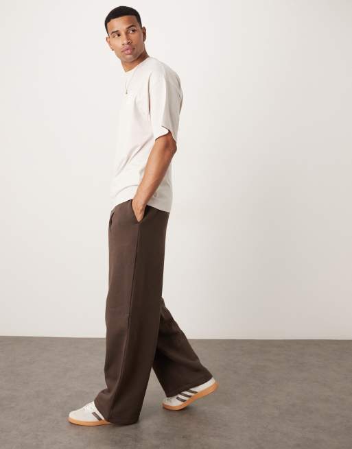 ASOS DESIGN premium heavyweight balloon sweatpants in brown - part of a set