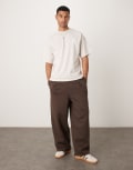 [ASOS DESIGN] ASOS DESIGN premium heavyweight balloon trackies in brown (Part of a set) XL Bracken