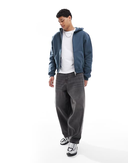 ASOS DESIGN premium heavyweight boxy cropped zip up hoodie ASOS DESIGN premium heavyweight boxy cropped zip up hoodie