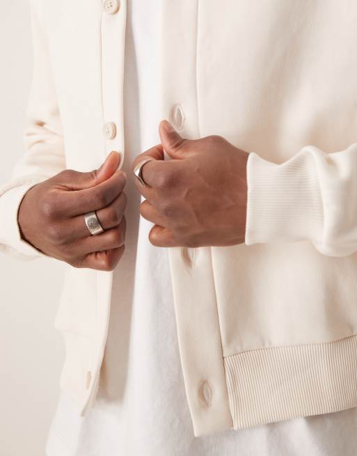 ASOS DESIGN premium heavyweight boxy oversized cardigan in white