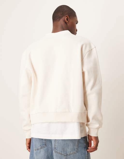ASOS DESIGN premium heavyweight boxy oversized cardigan in white