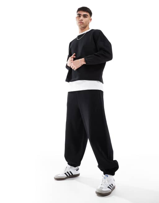 ASOS DESIGN premium heavyweight boxy oversized co -ord sweatshirt in 400gsms in black, 2 of 4